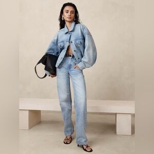 Banana Republic Light Wash Oversized 90s Trucker Denim Jacket